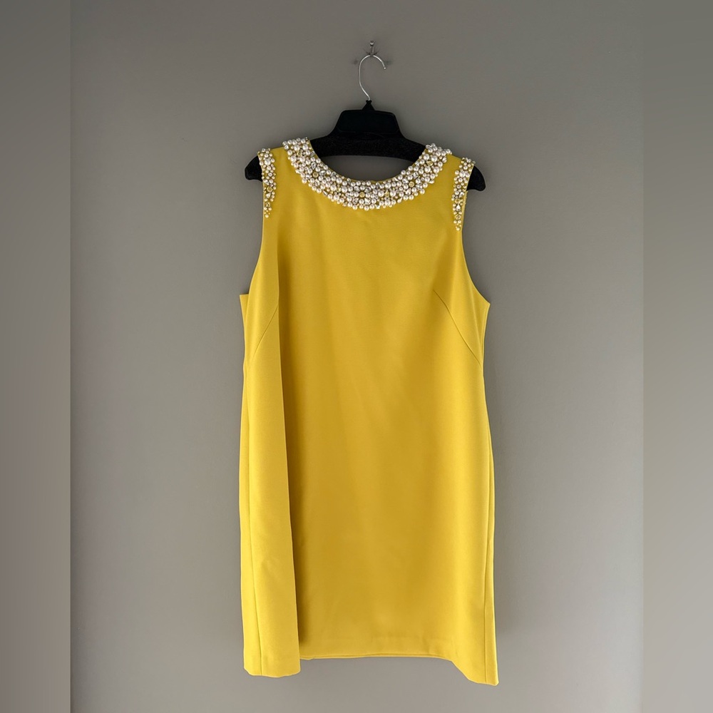 kate spade Yellow Sleeveless Shift Dress with Pearl Collar